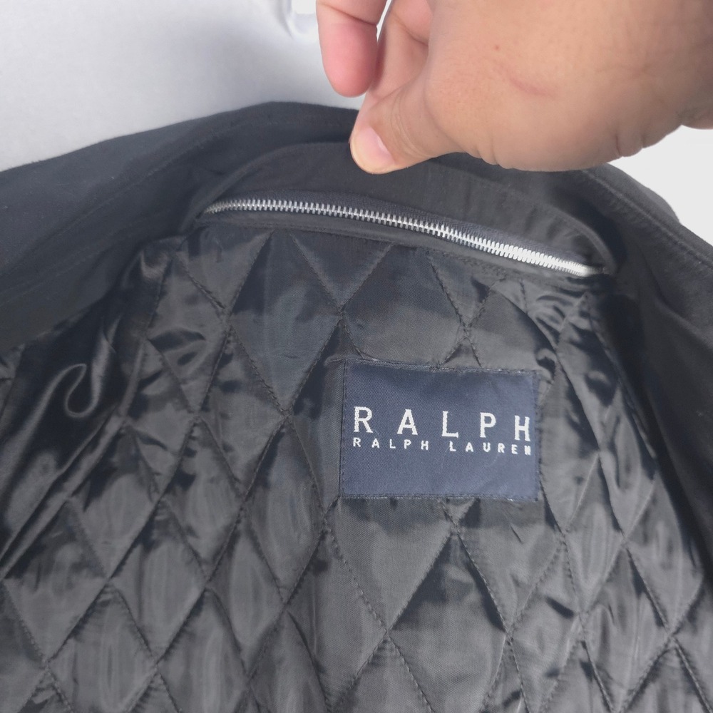 Ralph Lauren Men's Black Quilted Lined Rain Trench Coat Size 42R Belted - Picture 13 of 15